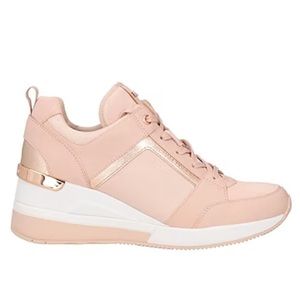 NIB Michael Kors Georgie Leather And Canvas Trainer Sneakers Soft Pink Wedge